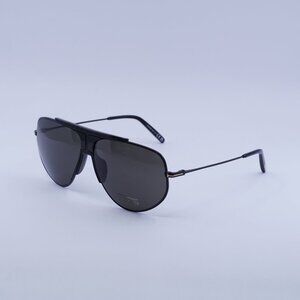 Tom Ford Addison FT0928 02A Sunglasses Black Aviator Frame, Smoke Lenses